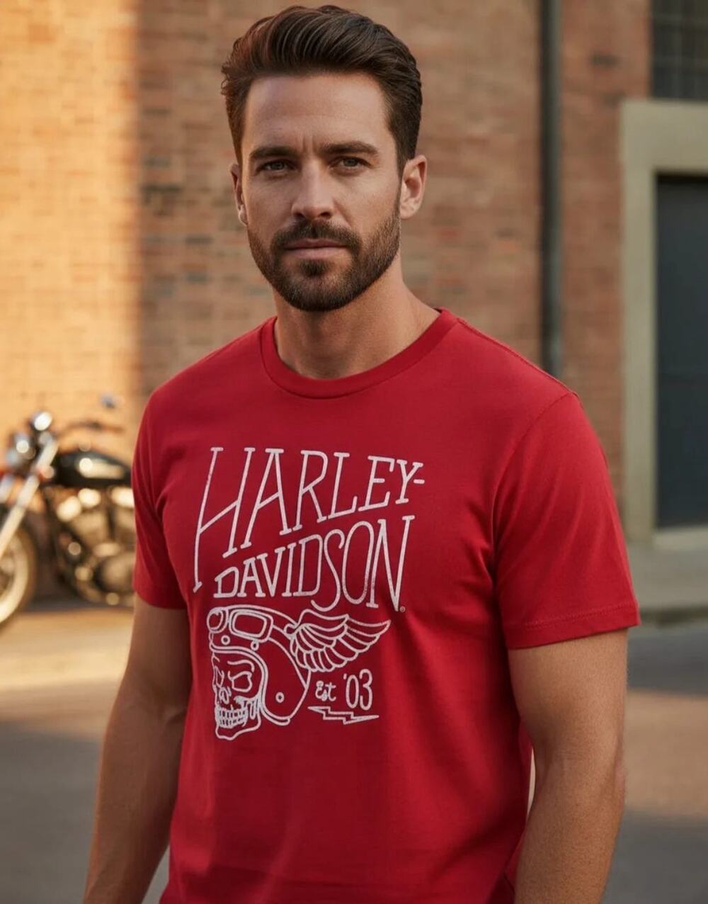 Harley Davidson Men’s T-Shirt Skull Collection Eagle Graphic Texoma Red Small